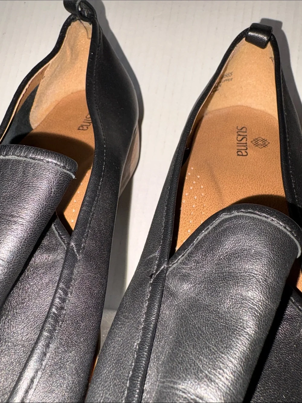 Susina Black Soft Leather Loafers Size 8